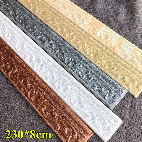 3D Foam Wall Edge Strip Stickers Self Adhesive Waterproof Baseboard Corner Waist Line Sticker Wallpaper Border Home Decorations ► Photo 1/6