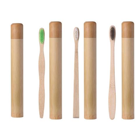 1pcs Safety Bamboo Handle Toothbrush and 1pcs Bamboo Tube Travel Case Organizer Single-Point Nylon Ground Carbon Brush Wire ► Photo 1/6