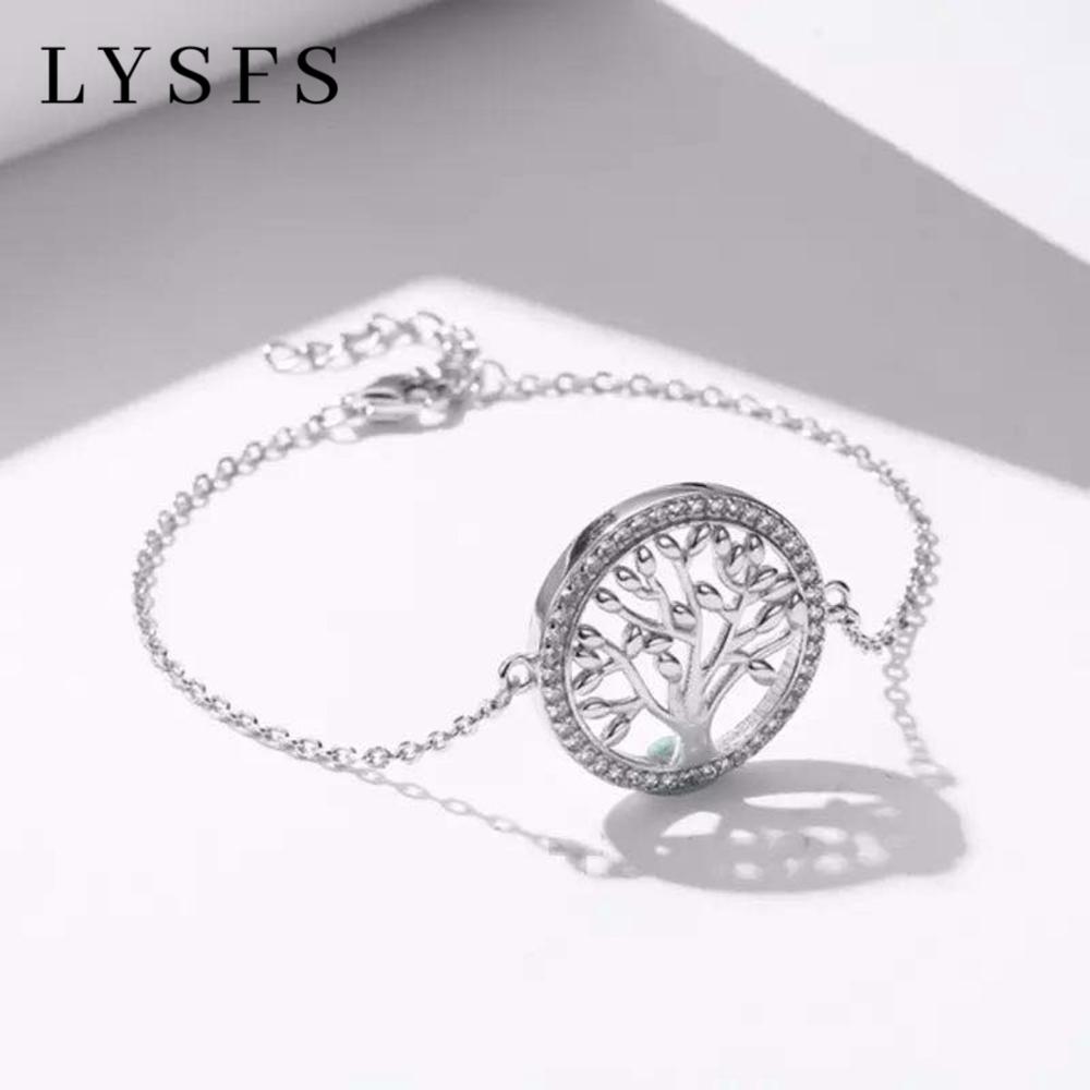 LYSFS 2022 Couples Round Fortune Tree Sterling Silver Bracelet DIY Life Tree 925 Sterling Silver Women's Bracelet ► Photo 1/3