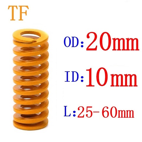 1Pcs Yellow Long Light Load Spiral Stamping Compression Mould Die Spring Outer Diameter 20mm Inner Diameter 10mm Length 20-60mm ► Photo 1/3