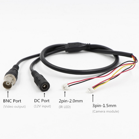 CCTV Camera 5-core Video Cable With DC Input(2pin 2.0mm) + BNC output(3pin 1.25mm) For CCTV Camera ► Photo 1/2