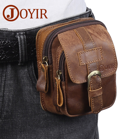 JOYIR Genuine Leather Men Waist Packs Vinatge Waist Bag Men Money Belt Bag Waist Pouch Bum Bag Fanny Pack for Man Male 6371 ► Photo 1/6