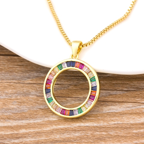 Fashion Rainbow Necklace Multicolor Pendants Charm Gold Color Jewelry Long Chain Necklace For Women Best Birthday Party Gift ► Photo 1/6