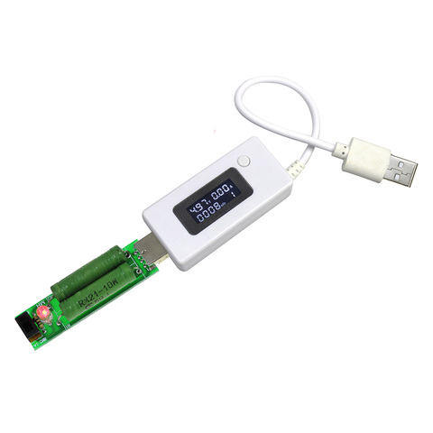 Micro LCD  USB Charger Battery Capacity Voltage Current Tester Meter Detector+USB Mini Discharge Load Resistor 2A/1A With Switch ► Photo 1/3