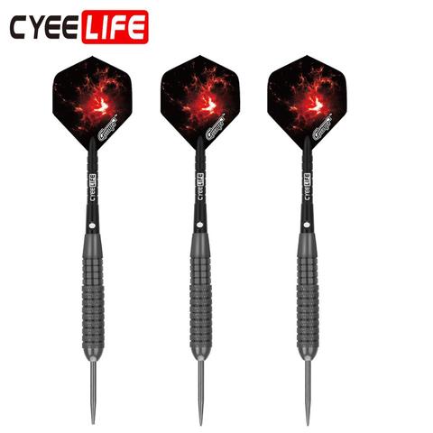 Cyeelife 3Pcs Steel Pointed Darts Indoor Sports Games 22g Standard Hard Darts Nickel Plated Iron Barrel AL Shafts Aurora Wing ► Photo 1/6