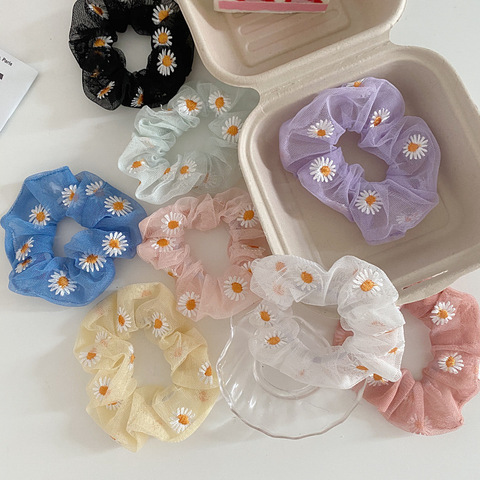 Woman Daisy Yarn Scrunchies Fashion Hair Ties Elastic Hairband Hair Accessories For Woman Hair Gum Head Ornaments Rubber Band ► Photo 1/6