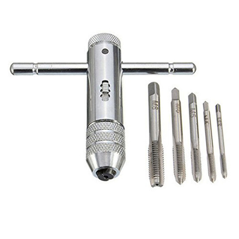 6Pcs/set Handle Tap Wrench Ratchet Spanner with M3-M8 Screw Taps Thread Metric Plugs Machinist Hand Tools Tap Die Set ► Photo 1/5