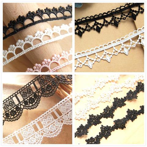 Polyester Embroidered Lace Guipure Lace Designer Diy Trims 38 Styles 5 Yards Chemical Venise 3D Flower White Black ► Photo 1/4