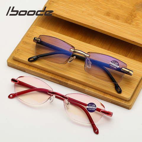 iboode Rimless Anti Blue-ray Reading Glasses Men Women Anti Blue Light Blocking Presbyopic Reading Eyewear Computer Eyeglasses ► Photo 1/6