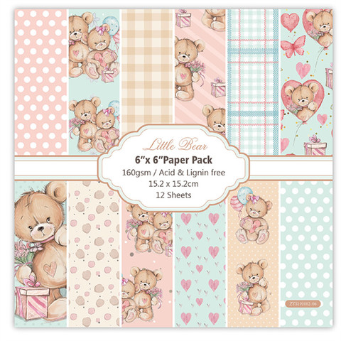 12pc petit ours patterned paper Scrapbooking paper pack handmade craft paper craft Background pad ► Photo 1/3