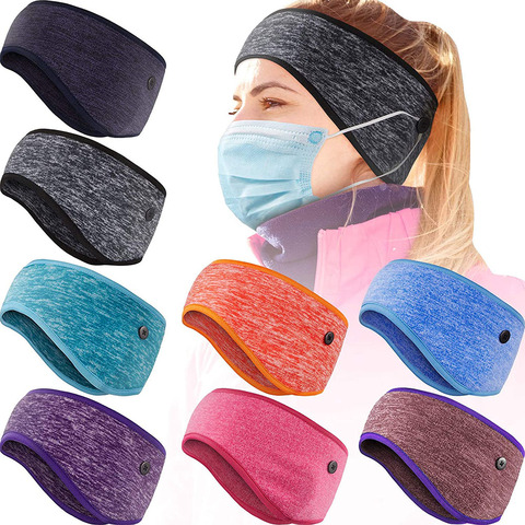 1Pcs Fashion 2 in 1 Ear Muffs Warmer Headband with Buttons Full Cover Sports Headband for Outdoor Fitness Running Sweatband ► Photo 1/6