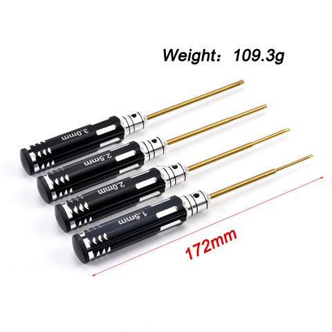 4pcs FPV RC Tools Hex Screw Driver 1.5 2.0 2.5 3.0mm Titanium Plating Hardened Wrench Screwdriver For RC Camera Drone FPV Quad ► Photo 1/6