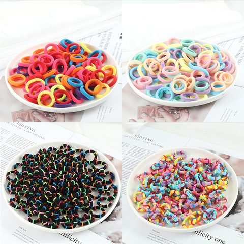 100pcs/Set Girls Colorful Nylon Hair Bands Children Ponytail Holder Scrunchie Small Elastic Headband Cute Kids Hair Accessories ► Photo 1/6