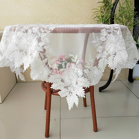 European Lace Fabric Seiko Flower Embroidery Tablecloth Dust Cloth Balcony Small Round Table Tapete Christmas Wedding Decoration ► Photo 1/5