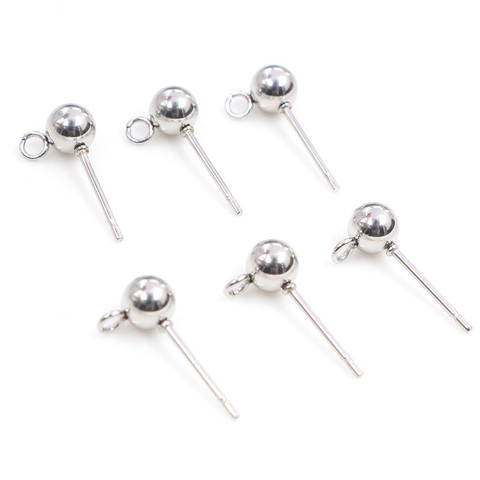 30pcs/Lot 3/4/5/6mm 316 Stainless Steel Pin Findings Stud Earring Basic Pins Stoppers Connector For DIY Jewelry Making Supplies ► Photo 1/5