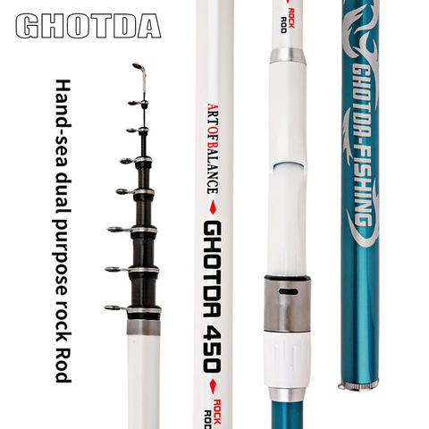 GHOTDA Carbon rock fishing rod 3.6M 4.5M 5.4M 6.3M hard telescopic pole freshwater fishing tackle ► Photo 1/6