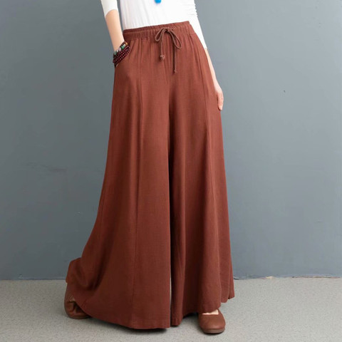 Plus Size M-7XL Women  Vintage cotton linen Trousers Bohemian Loose Leisure wide leg pants fashion Spring and Summer skirt pants ► Photo 1/3