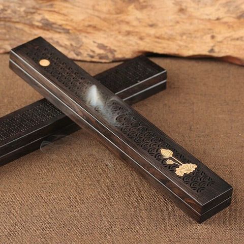 Black Wooden Incense Holder Incense Burner Traditional Chinese Type Wood Incense Burner Box Aromatherapy Censer For Home Office ► Photo 1/6