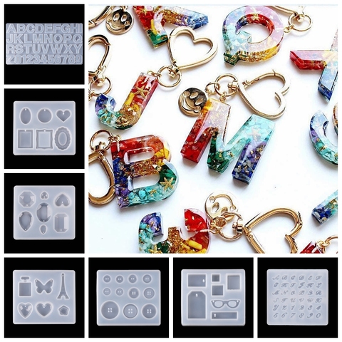 Resin Molds Letter Transparent Silicone DIY Dropping Glue Mold Epoxy Molds for Jewelry Keychain Making Resin Casting Molds ► Photo 1/6