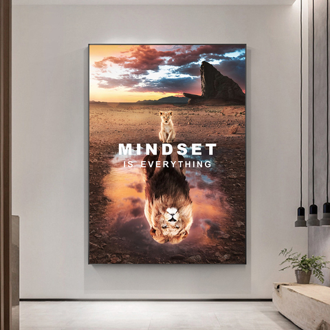 Animal Inspirational Canvas Painting Big Little Lions Mindset Wall Art Poster Prints Wall Pictures for Living Room Home Cuadros ► Photo 1/6