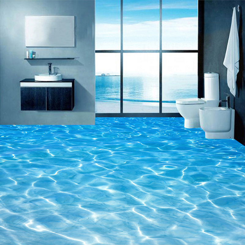 3D Sea Water Waves Self Adhesive Mural Wallpaper Waterproof Sticker Bathroom 