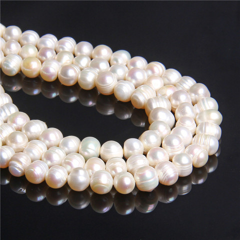 100% Natural white round round 9-10mm pearl beads real loose Cultured freshwater pearls beads women for jewelry making necklace ► Photo 1/6