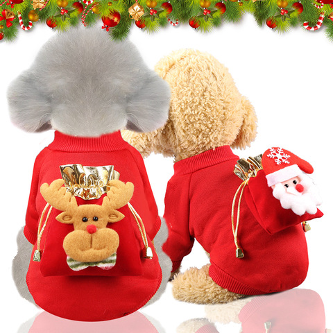 Cute Pet Cat Dog Lucky Bag Elk Pocket Christmas Sweater Xmas Puppy Kitten Red Cosplay Outfit Party Clothes ► Photo 1/6