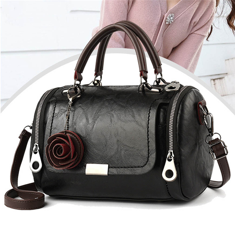 Women Handbags Fashion Solid Color Female Messenger Bag Retro Oil Wax Leather Portable Handbags Wild Shoulder Bag ► Photo 1/1