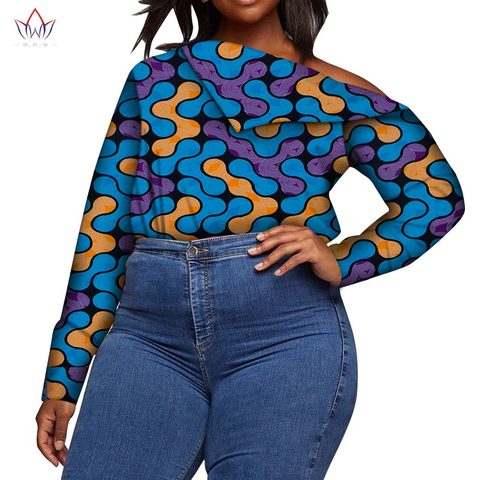Long Sleeve Off Shoulder Shirt for Women African Printed Shirt Female Casual Tops African Ankara Batik Women Clothing WY6069 ► Photo 1/6