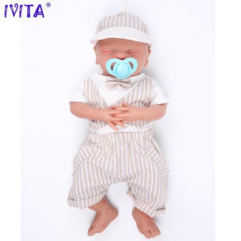 IVITA WB1514 46cm 3000g Real Full Silicone Bebe Reborn Sleeping Baby Boy Mouth Opened Toys Closed Eyes Babies for Children Dolls ► Photo 1/6