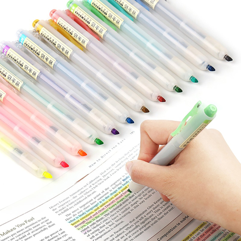 6Pcs/set Retractable Highlighters Refillable Pastel Highlighter Pen Fluorescence Markers for Journaling School Office Supplies ► Photo 1/6