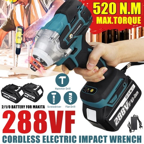 NEW 22800mAh 288VF Brushless Electric Impact Wrench 1/2 Lithium-Ion Battery 6200rpm 520 N.M Torque 110-240V ► Photo 1/6
