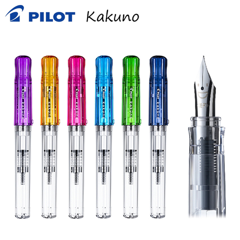 1Pcs Japan PILOT KAKUNO Smile Fountain Pen EF / F / M Transparent Rod Limited Edition Student Practice Pen Rotary Ink Absorber ► Photo 1/6