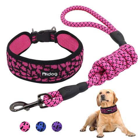 Breathable Nylon Mesh Dog Collar Harness Walking Training Pet Puppy Dog Leash For Small Medium Large Dogs Pitbull Pet Products ► Photo 1/6