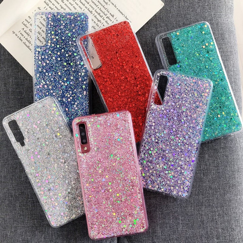 Hot Case For Samsung Galaxy J3 J5 J7 Prime A3 A5 A7 2017 J4 J6 A6 A8 Plus A9 2022 Silicone Glitter Crystal Sequins Phone Cover ► Photo 1/6