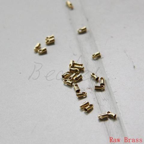 200 Pieces Raw Brass Snake Chain End - Cord - Ribbon Ends - Leather End 1.2mm (3306C) ► Photo 1/1