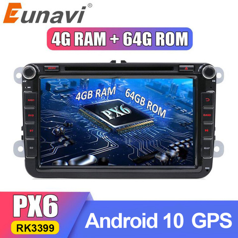 Eunavi 2 din Android Octa Core 4GB 64GB Car DVD for VW Passat CC Polo GOLF 5 6 Touran EOS T5 Sharan Jetta Tiguan GPS Radio DSP ► Photo 1/6