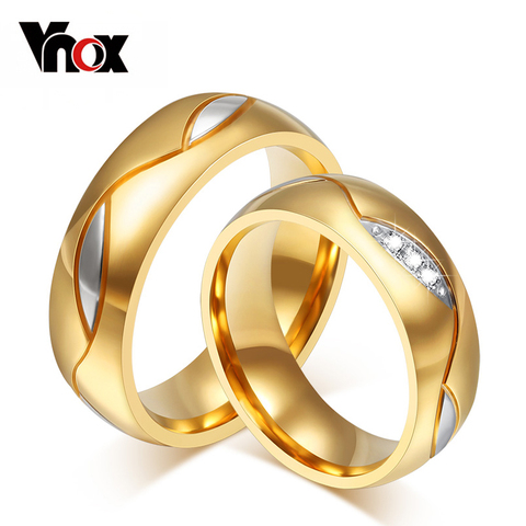 Vnox Wedding Ring for Women Men Engagement Jewelry Engraved Servise Russian Spanish Portuguese ► Photo 1/6