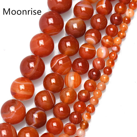 4 6 8 10 12  14 mm Natural Red Stripes Agates Stone Beads Round Loose Beads For DIY Jewelry Bracelet Necklace Making 15'' HK176 ► Photo 1/5