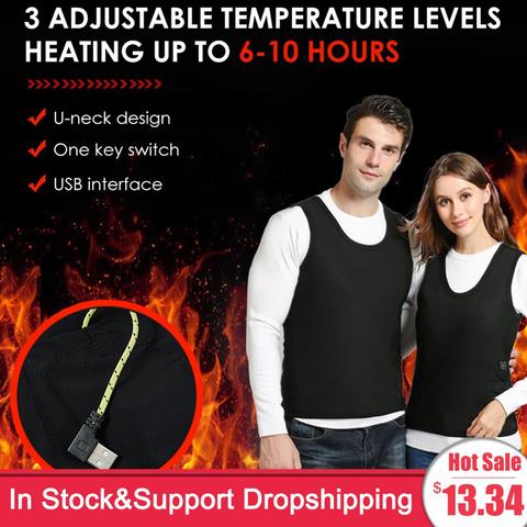 USB Smart Electric Heated Vest Warm 3 Adjustable Temperature Levels Abdomen Back Heating Vest For Outdoor Hiking Cycling Skiing ► Photo 1/6