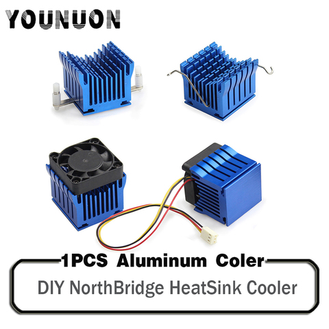 1 Piece DIY Aluminium Northbridge Heatsink Cooler Blue Radiator w/4cm 40mm 4010 4020 Fan For PC Computer Case Heat sinks cooling ► Photo 1/6