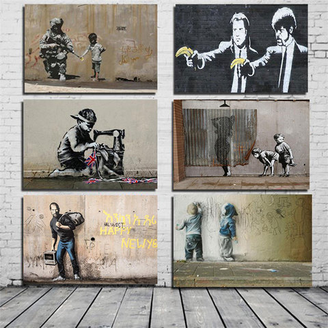 Banksy Poster Graffiti Pop Canvas Paintings Abstract Posters and Prints Cuadros Vintage Wall Art Pictures for Living Room Decor ► Photo 1/6