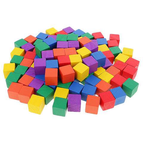 100pcs/Pack Multi-colored Wood Cubes Block for Kids Educational Toys Gift ► Photo 1/6