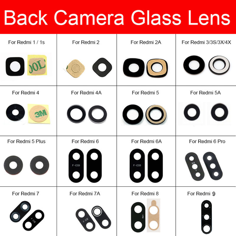 Back Camera Glass Lens With Sticker Glue For Xiaomi Redmi 1 1S 2 2A 3S 3X 4X 4A 5 5A 6 6A 7 7A 8A 8 9 Plus Pro Camera Lens Glass ► Photo 1/6