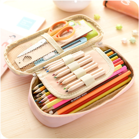 Cute Pencil Case Large Capacity Leather Double Layer Lovely Princess Printed Student Etui Pencilcase Pen Box School Stationery ► Photo 1/6