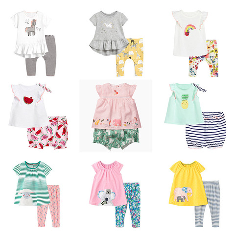 New 2022 Brand Quality 100% Cotton Baby Girls Clothing Summer 2pc Children Suit Clothes Set Short Sleeve Baby Girls Sets Outwear ► Photo 1/6