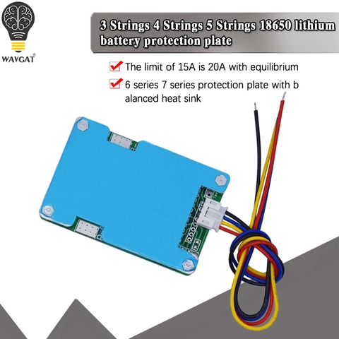 3S 4S 5 strings 18650 lithium battery protection board 6S 7S protection board with balanced cooling fin 15A limit 20A ► Photo 1/6