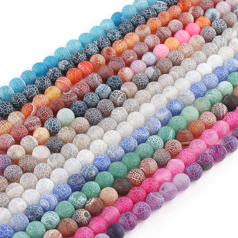 6/8/10mm Frost Multicolor Cracked Dream Fire Dragon Veins Agates Onyx Round Loose Beads for Jewellery Making Diy Bracelet 15'' ► Photo 1/6