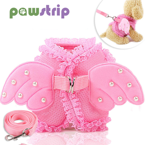 Angel Pet Dog Leashes Lace Mesh Pet Dog Harness Pearls Wing Adjustable Harness For Small Dogs Cats Pet Accessories ► Photo 1/6