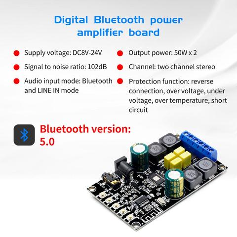 TPA3116 50W+50W 2.0 Audio Wireless Bluetooth 5.0 Stereo Digital power amplifier Board With Shell ► Photo 1/6